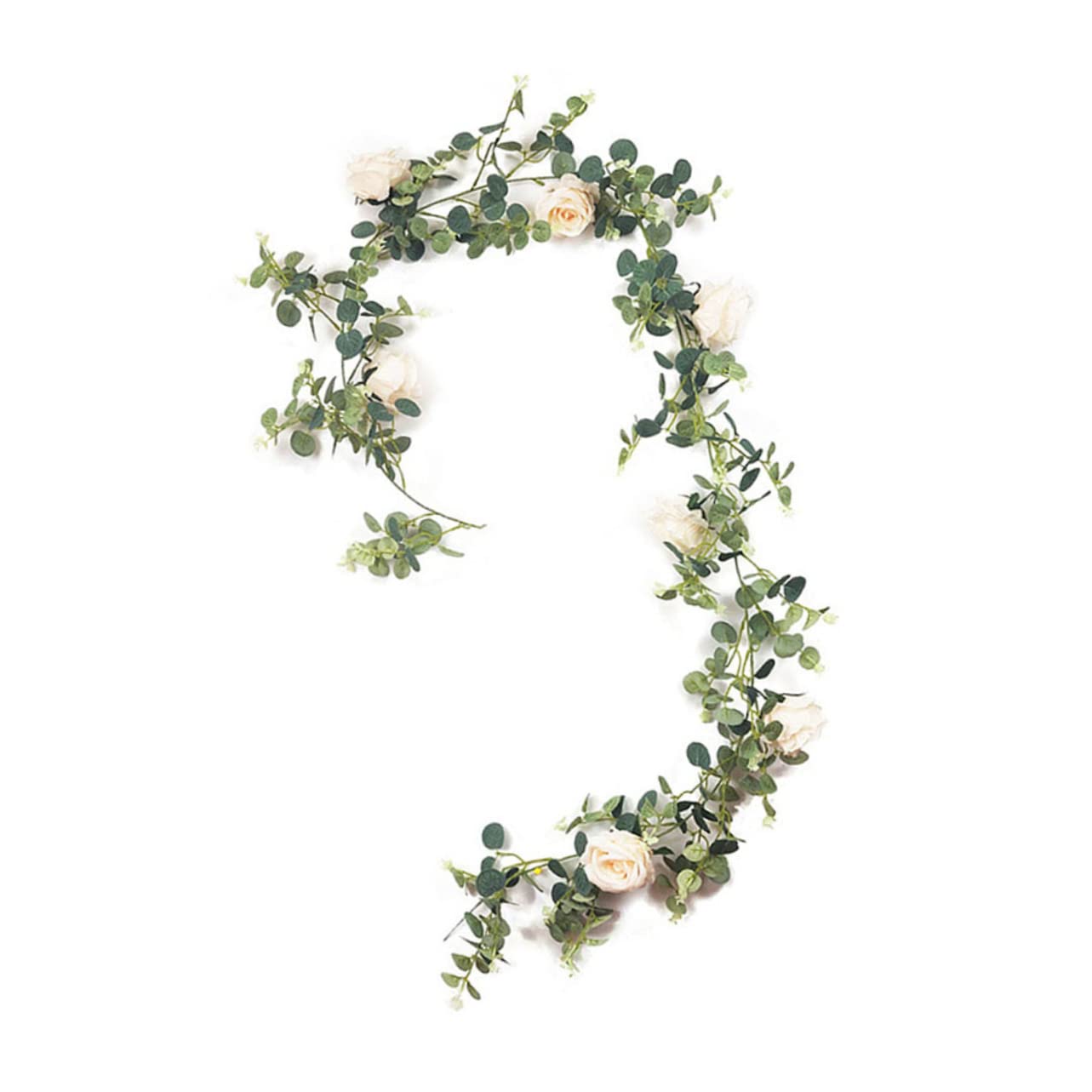 Zerodeko 2stücke Künstliche Rattan Wanddekoration Mit Rosenornamenten Hängende Eukalyptus-Vine Girlande Für Hochzeiten Partys Und Zuhause