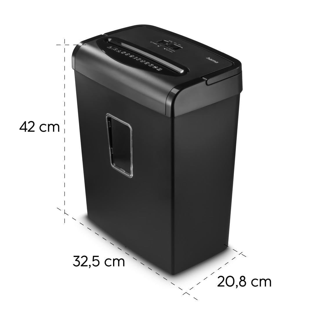 Hama Trituratore Carta Distruggitrice Distruggitrice Documenti Carte Graffe, 8 Fogli A4 a Volta, Sicurezza/Off Auto, LED Overload Overheat, Funzione Indietro, Cestino 20L, Sicurezza P5 T5 E4, Nero