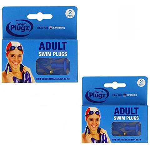 2 Pairs Of Adult Silicone Swimming Push In Ear Plugs and Safety Cord Cover