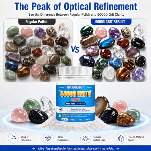 Image of 50000 Grit Aluminum Oxide Rock Tumbler Polish, Step 7 Ultimate Finish | Maximum Refinement for Rocks, Gems, Glass & Jewelry Making, Ultra-Fine Powder, 1 LB Refill, For All Major Tumblers