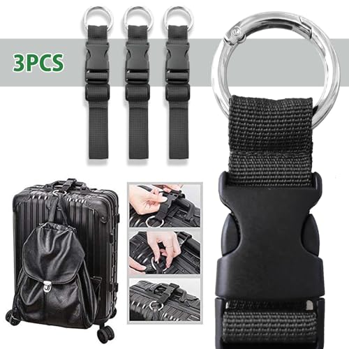 3 Pcs Add a Bag Luggage Straps, Jacket Holder, Make Your Hands Free, Adjustable Suitcase Belt Straps, Travel Accessories for Connecting Luggage or Backpack, Black 7