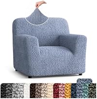 Paulato By Ga.I.Co. Chair Cover - Armchair Cover - Armchair Slipcover - Soft Polyester Fabric Slipcover - 1-Piece Form Fit Stretch Stylish Furniture Protector - Microfibra Collection - Blue (Chair)