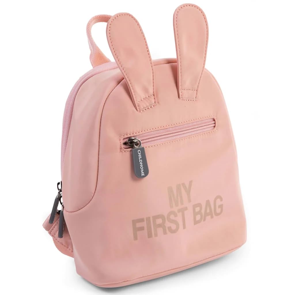 CHILDHOME, Zaino per bambini, scuola, asilo nido, due scomparti, borsa per il pranzo/​bottiglia di capacità adeguata, fibbia di sicurezza rimovibile, idrorepellente, My first bag, rosa