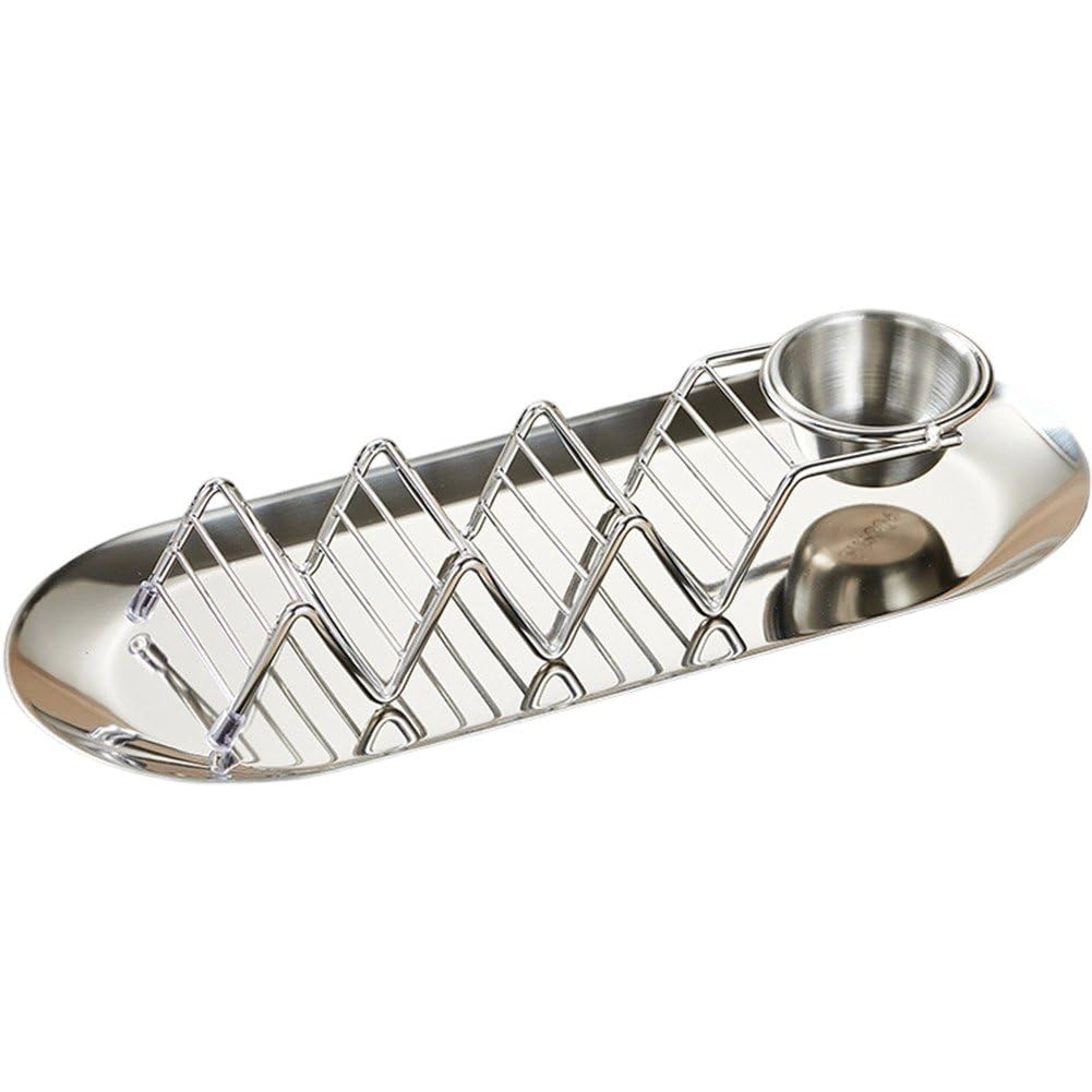 Ppmter Taco Holder, Stainless Steel Taco Stand with Sauce Cup, Metal Taco Shell Tray Holder Taco Rack, Keeping Shells Upright