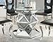Acme Noralie Round Glass Top Dining Table in Mirrored and Faux Diamonds