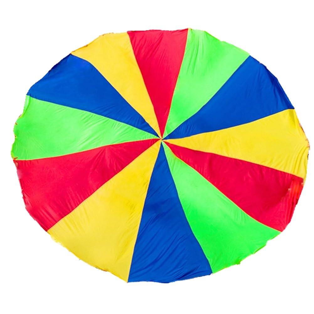Juego de Paracaídas para Niños de 3 Metros, Tela de Iris, Tapete de Fiesta Colorido con Asas