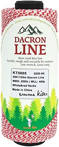 emma kites 200Lbs 500Ft Braided Dacron Polyester String Cord Spool Kite Line for Kite Flying Outdoor Tactical Craft Low Stretch