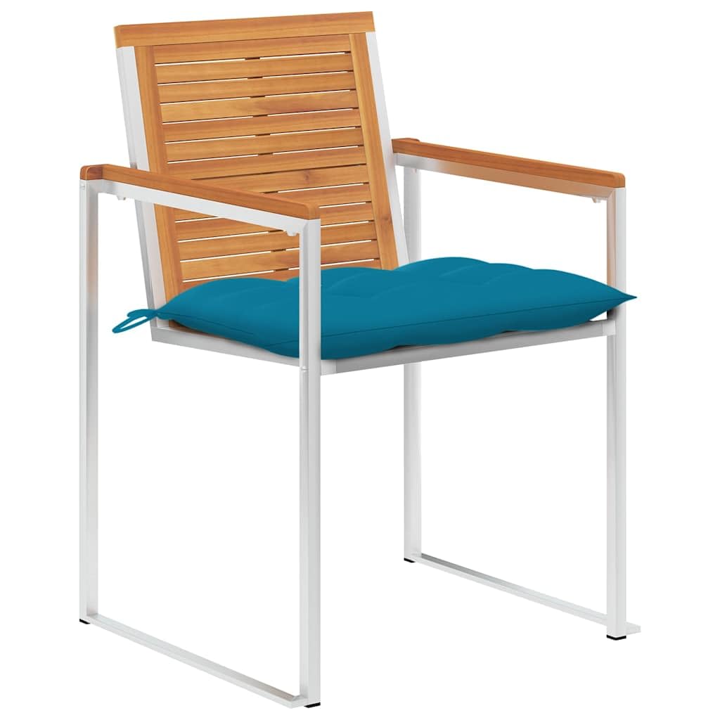 Lot de 6 chaises de jardin avec coussins en bois d'acacia bleu