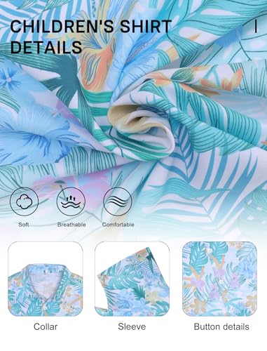 Image of Hawaiian Shirt for Boys Button Down Wrinkle Free Shirt Short Sleeve Funny Beach Casual Summer Print Top for Kids 4-15 Years