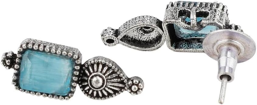 Efulgenz Indian Oxidized Jewelry Indian Jewelry Sets for Women Boho Vintage Antique Crystal Choker Necklace Set Earring for Women Oxidized Jewelry