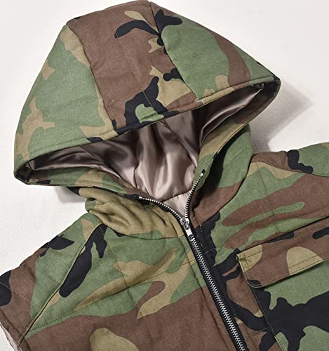 Dongfeng Womens Cropped Denim Camo Puffer Vest Sleeveless Hooded Drop Shoulder Sexy Tied Padded Puffy Vests Tops3