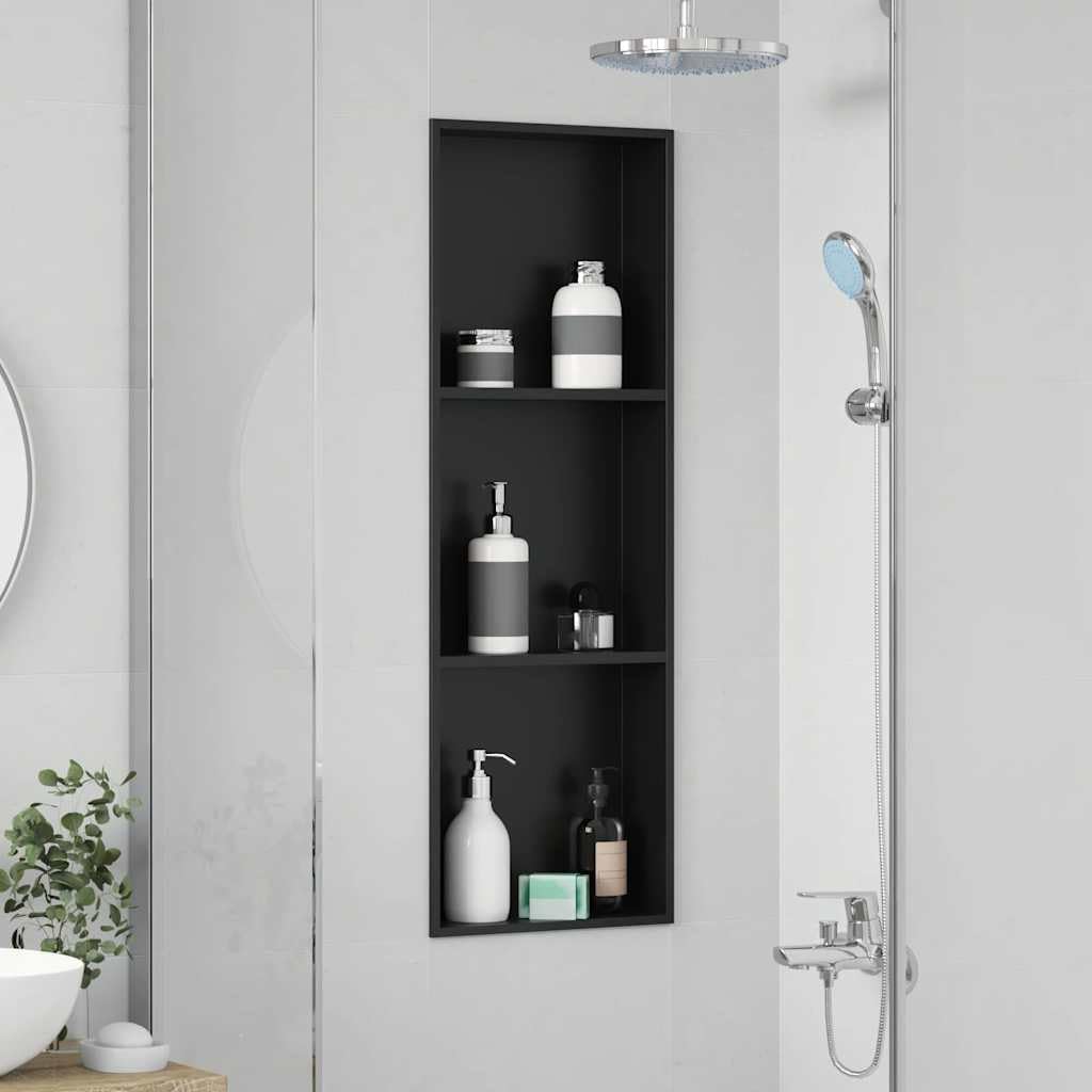 Nicchia doccia nera in acciaio inox, 92 x 32 x 10 cm, con molto spazio per il bagno, resistente alla corrosione, facile installazione, versatile per doccia, cabina doccia, vasca da bagno