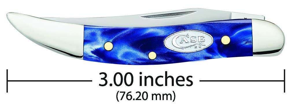 Case WR XX Pocket Knife Small Texas Toothpick Sparxx Blue Pearl Kirinite Item #23437 - (1010096 SS) - Length Closed: 3 Inches