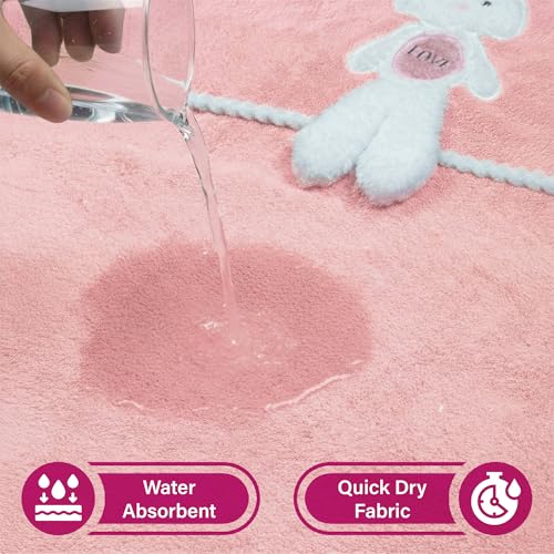 Image of Story@Home Kids Microfiber Bath Towel with Bunny Design | Quick Dry & Soft | 300 GSM | 120 x 70 cm | Lightweight Pool, Beach & Bath Towel for Boys & Girls | Peach Blush
