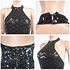 PORRCEY Sexy Women Sparkly Sequins Halter Mesh See... #4
