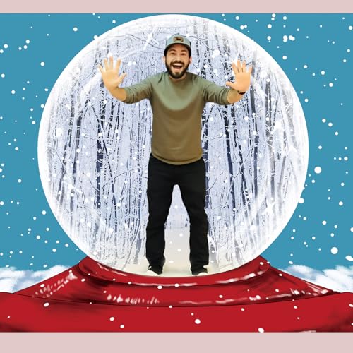 Preboun Large Winter Snow Globe Photo Booth Backdrop 7 x 5 ft Snow Globe Snowflake Photography Background Glitter Forest Tree Xmas Holiday Party Banner Christmas Winter Photograph Props