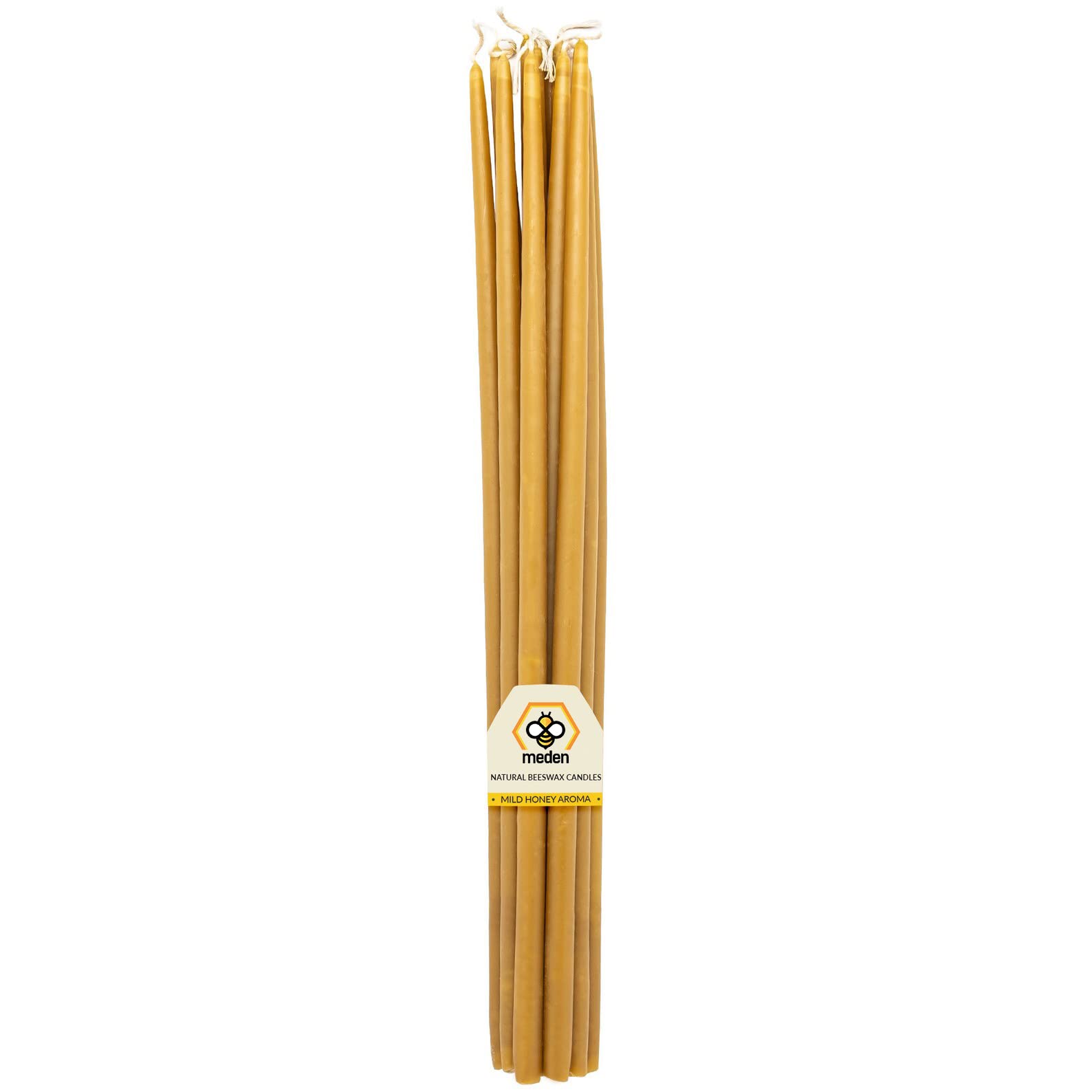 Meden Orthodox Church Greek Beeswax Natural Candles - Height 27cm - Taper Candles - Pure Beeswax Handmade (75 Candles - 600g)