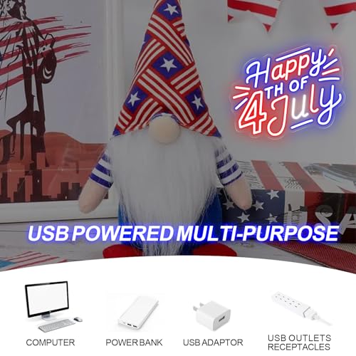 Image of Happy 4TH of July Decors Neon Sign Happy Independence Day Led Sign 4th of July Celebration Light Patriotic Welcome Memorial Day Decoration, 15.4 inchx12.6 inch