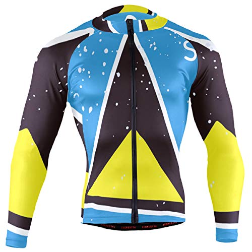 St Lucia Flag Men's Cycling Jersey Long Sleeve Bike Jacket Biking Bicycle Jersey Shirt