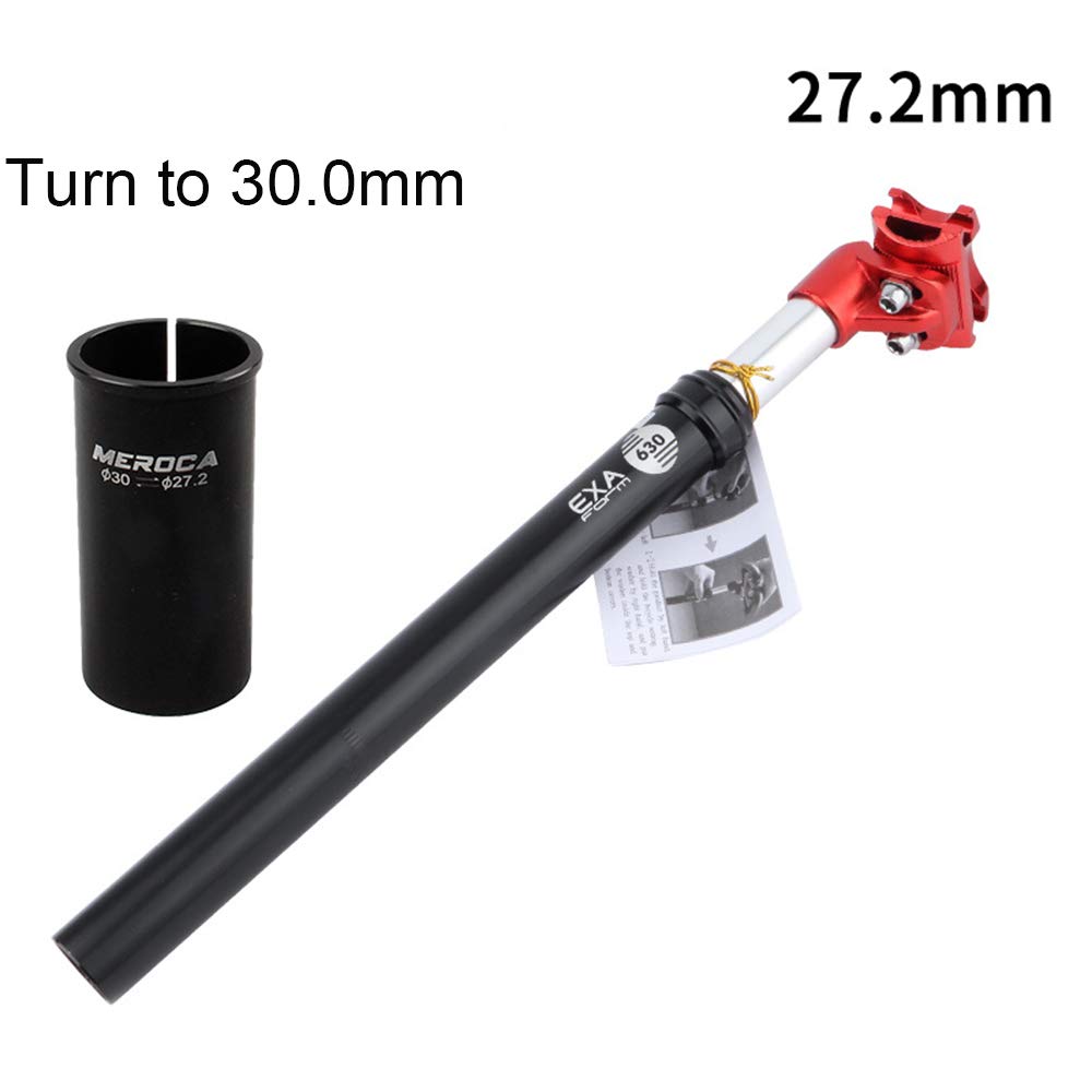 Sztyca rowerowa amortyzowana sztyca podsiodłowa ze stopu aluminium podróżna 40 mm regulowana sztyca siodełka 27,2/31,6 mm 350 mm (27,2 mm 30,0 mm czerwona)
