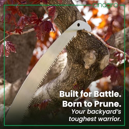 Image of Cinagro Pruning Saw with Curved Blades, Comfortable Grip Handle, Triple-Cut Razor Teeth, Heavy Duty with Pole Fixing Slot, Hand Saw, Professional Pruning Saw with Hook, Rust Resistance, Tree Cutter