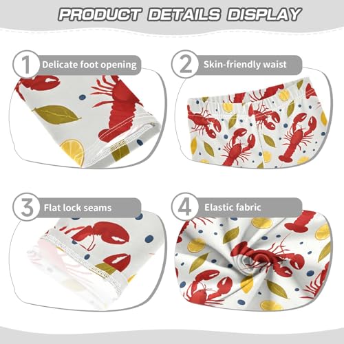 Red Lobster Lemon Leaf Girls Leggings Ultra Soft Compression Yoga Gym Pants for Kids 4-10T3