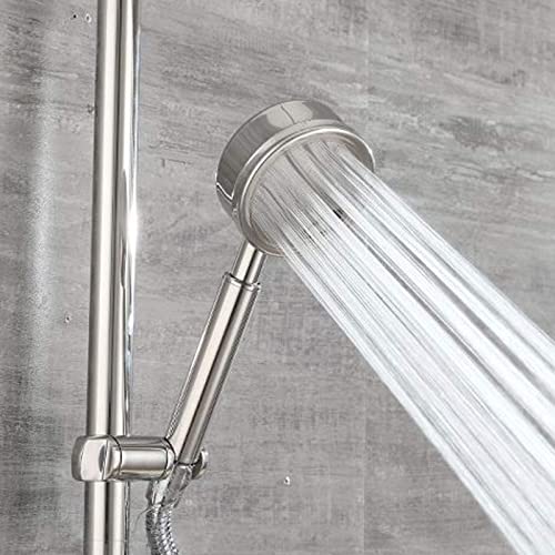 Sistema de Ducha Montado en Pared de Acero Inoxidable, Juego de Ducha de Lluvia Plateado con Estante de Ducha en el Techo, Mezclador de Ducha Ajustable en Altura para Baño de Hotel miniatura 5