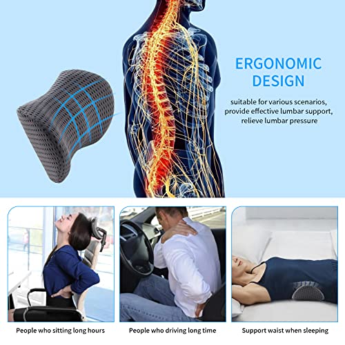 Lumbar Pillow, Memory Foam Lumbar Support Pillow for Office Chair and Car Seat, Back Support Pillow for Lower Back Pain Relief, Support Cushion Back Pillow for Sleeping, Driving, Resting