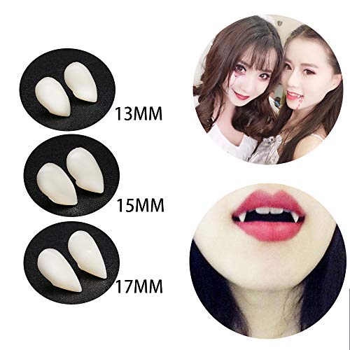 Fake Tooth 5pcs Vampire Fangs Kit, 4 Sizes Custom Fangs Vampire Teeth * Dentures, 1 Tube Teeth Pellets * For Cosplay Party Props Halloween Party Fangs Halloween Contact Lenses
