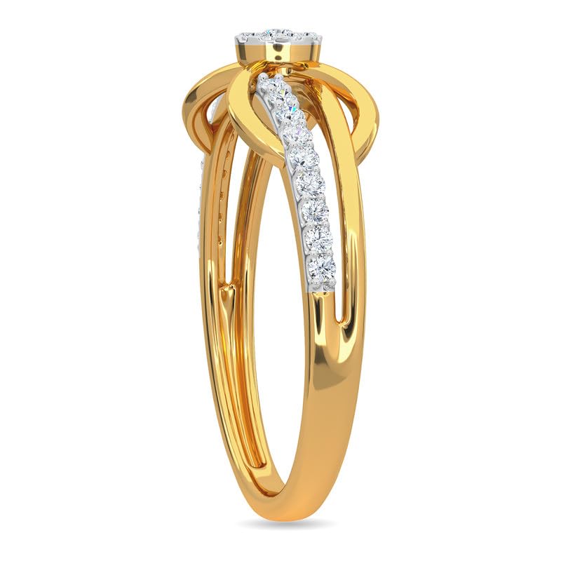 Image of KISNA 14k / 18k Real Gold & Diamond Ring | Diwali, Rakhi Rakshabandhan Gift for Sister /Bhabhi /Women | With Certificate of Authenticity & BIS-Hallmarked Gold Jewellery | Crismi Diamond Ring