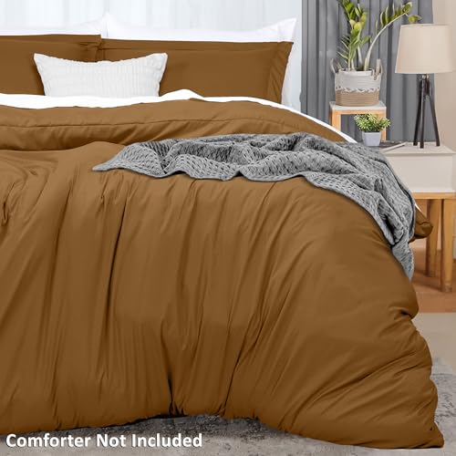 Utopia Bedding Duvet Cover Queen Size - 3 Piece with Zipper Closure - 1 Comforter Cover 90X90 Inches & 2 Pillow Shams 20X26 Inches (Mocha) Comforter Not Included