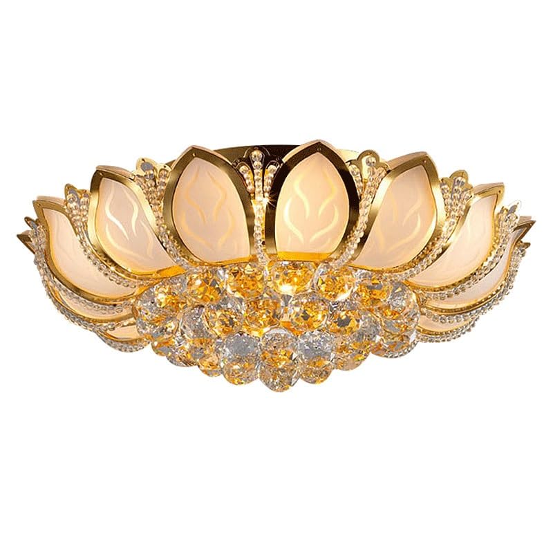 DYHWAC WSDBP Bedroom Hardware Round Ceiling Lights Hallway Close to Ceiling Light Fixtures Hotel Villa Crystal Ceiling Lamps Three-Color Dimming Ceiling for Living Room Study(50CM)