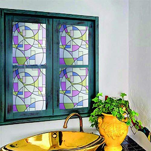 Image of ELTON 3D Vinyl Self Adhesive Decorative, Heat Control Anti UV, Moroccan Privacy Film for Bathroom Door Window (Multicolor, 2 x 50 feet)