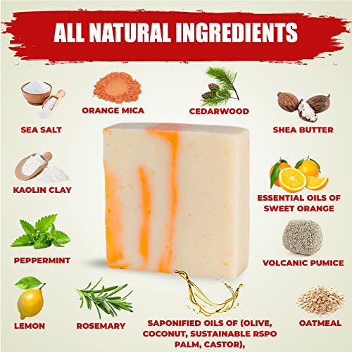 The Black Stuff CITRUS - CEDARWOOD All Natural Bar Soap For Men Handmade Cold Process Soaps With Organic Ingredients And Essential Oils - Mens Soap For Daily Use, Citrus Cedarwood Scrub Body Soap thumb #3