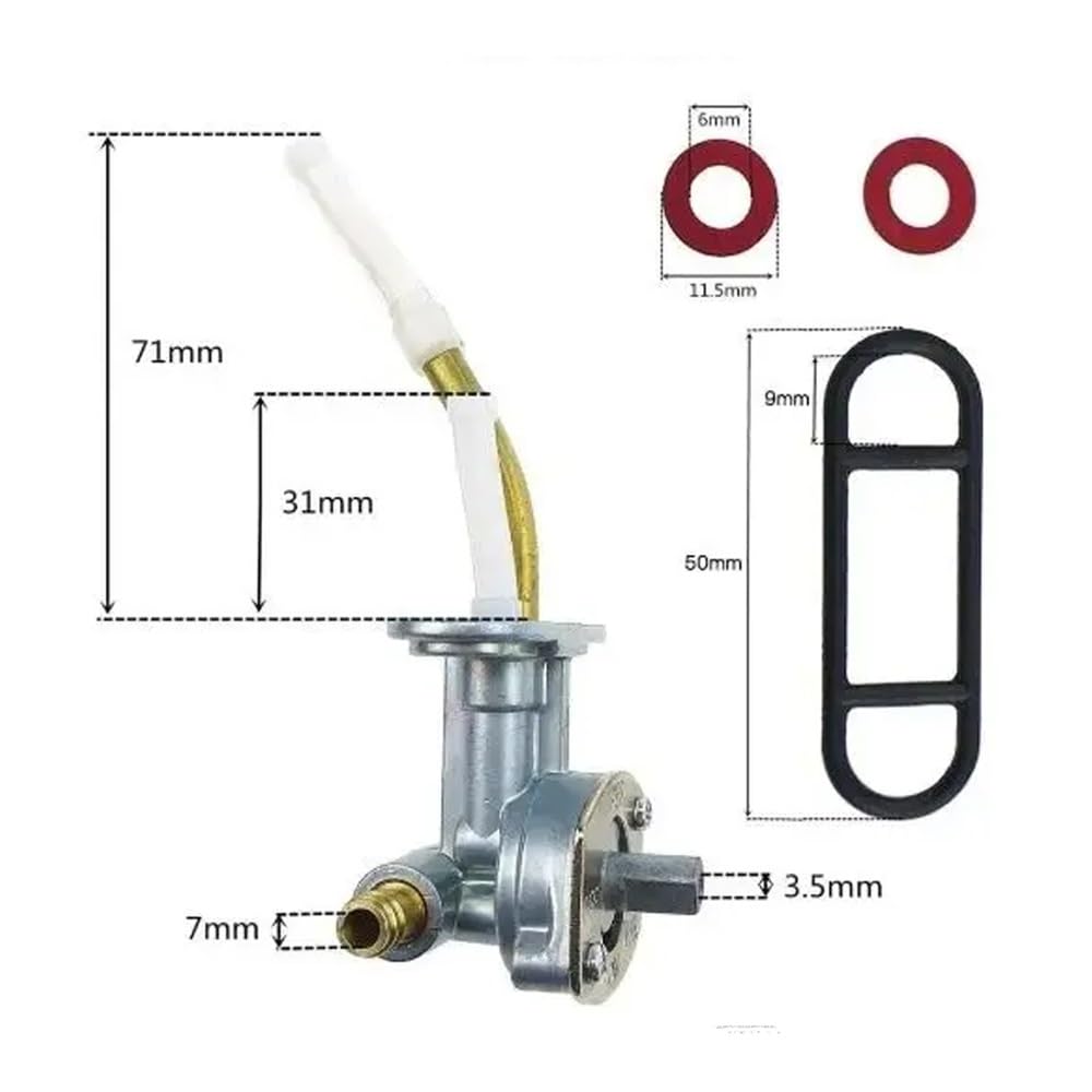 Motocicleta Tanque Combustible Interruptor Válvula Interruptor Tanque Combustible Gas 7 Mm Interruptor Llave Purga Cierre para Arctic Cat 250 300 400 500 Interruptor Nivel Aceite Motocicleta