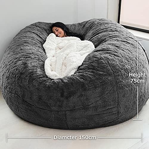 Leepesx Startseite Schwamm Bett Sitzsack Stuhlbezug Schonbezug Doppelschlafzimmer Balkon Große Couch Runder weicher Flauschiger Bezug Keine Füllungen (Nur Bezug)