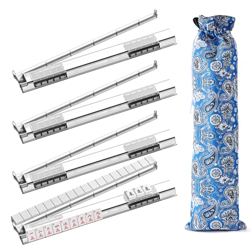 Soportes para Mahjong con Pushers y Bolsa, Set de 4
