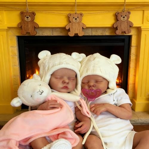 Reborn Babypuppen Silikon Ganzkörper Vinyl Zwillinge Mädchen – 18 Zoll Realistische Babypuppe Lebensechte Babys Zwillinge Puppen Waschbare Neugeborenen Baby Puppe für Kinder – Bild 8