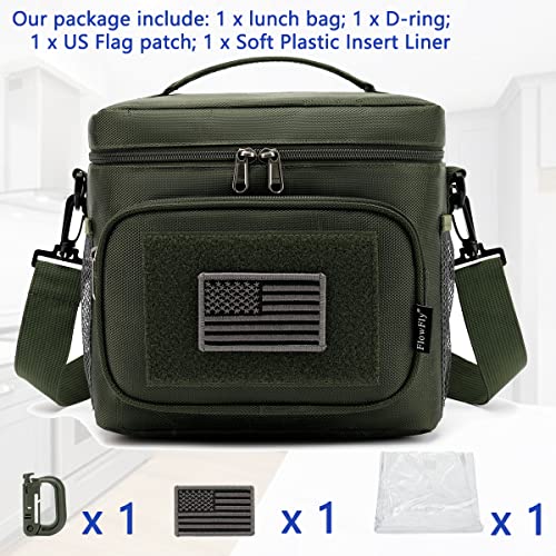 Flowfly Tactical Lunch Bag Large Insulated Lunch Box Cooler Tote For Men, Women With Molle / Pals Webbing (Army#Green, Medium) #TOP1