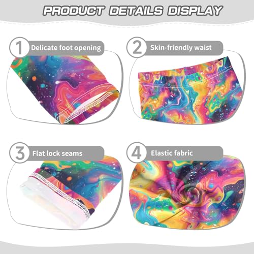 Girls Leggings Soft Toddler Ankle Length Bottoms Neon Fluid Swirl Kids Dance Yoga Pants 4-10 Years3