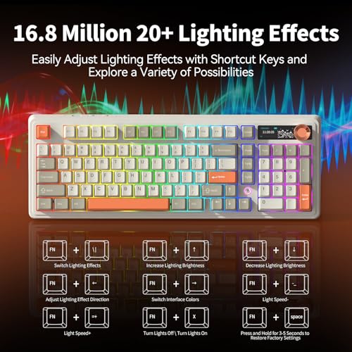 Image of Ajazz AK980 V2 Wireless Mechanical Gaming Keyboard,Tri-Mode BT5.0 /2.4GHz /USB-C 10000mAh Battery Hot Swappable RGB Backlit Computer Gaming Keyboards for PC /Tablet /PS /Xbox