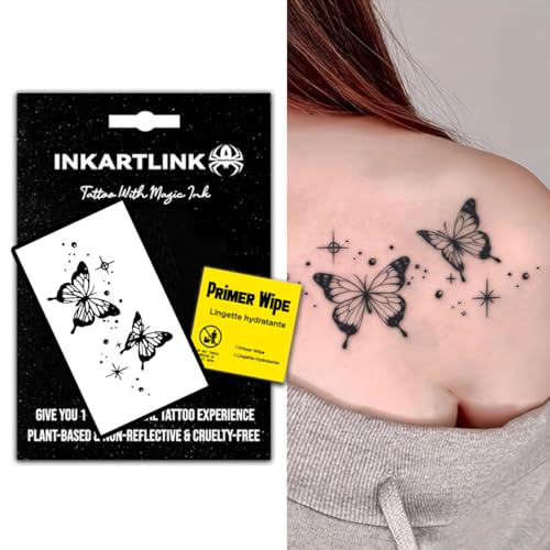 INKARTLINK Semi Permanent Tattoo, realistic butterfly temporary tattoo, suitable for sweet girls, waterproof and non-reflective, exquisite packaging, unique design (Butterfly 4)