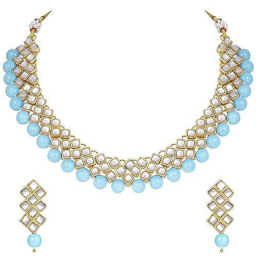 Image of Peora Kundan Faux Pearl Necklace & Jewelry Set Gift for Women