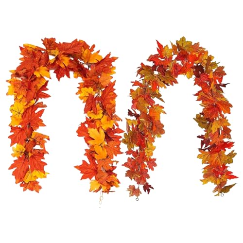 Otoño Maple Garland - Vino de Hojas Artificiales de 4 Piezas, Ornamento Colgante Decorativo, Suministro de estacional, decoración de otoño | Garland de Acción de Gracias para