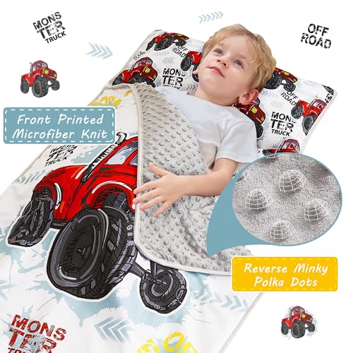 Image of Lasoftan Toddler Nap Mat with Pillow and Blanket, Extra Large Rolled Napping Mats,Slumber Bags for Boys Girls,Kids Sleeping Bag for Daycare, Preschool Travel Camping