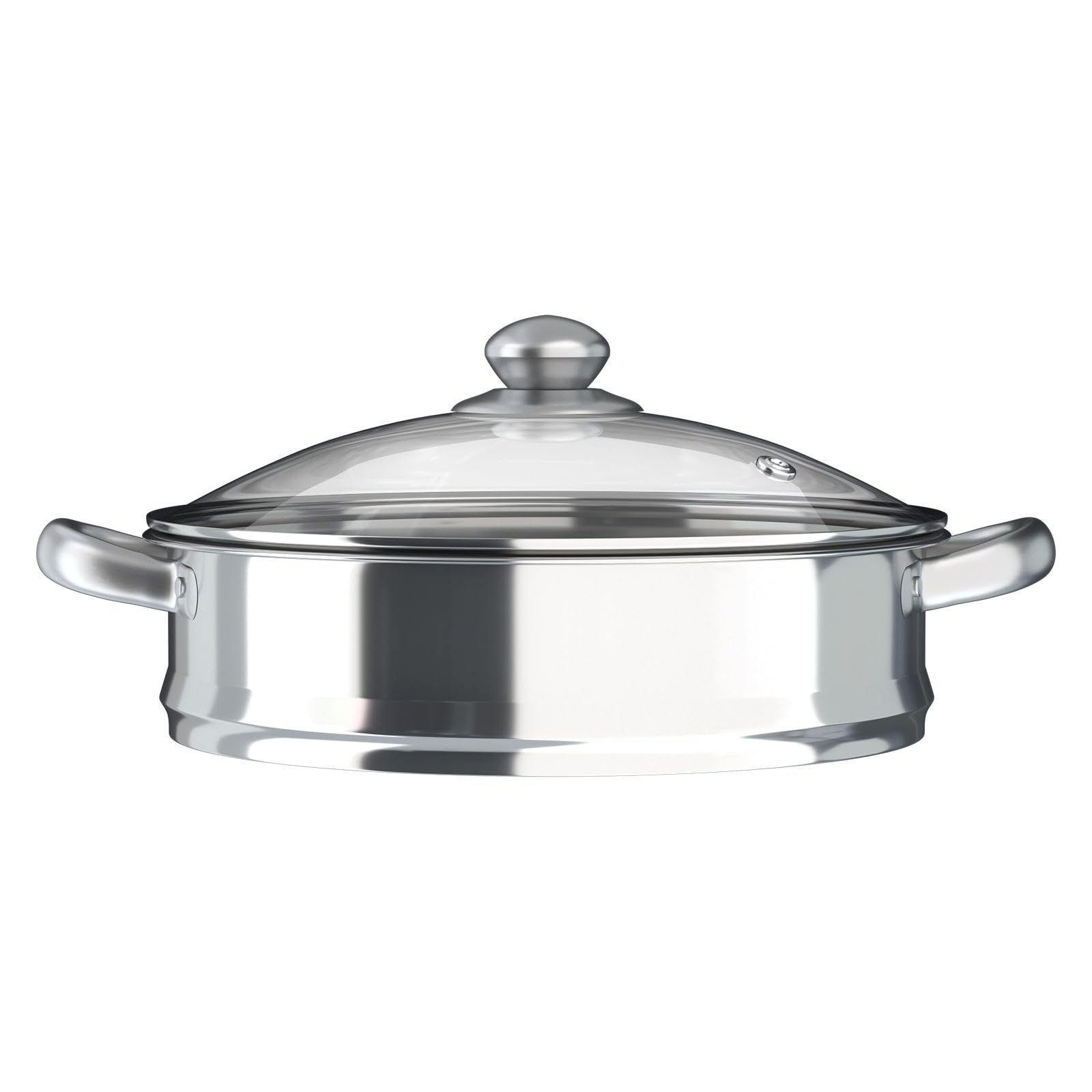30cm 5 Tier Stainless Steel Steamer with Glass Lid - Induction Steamer for Vegetables / Dumplings, Dishwasher Safe and Low Cookware