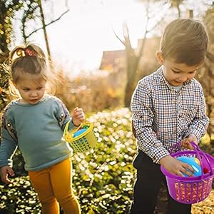 18PCS Easter Baskets Small for Kids Bulk with Handles Plus 70g Easter Grass Stuffers Fillers Egg Hunt Game Gifts Party Favors 6.5" x 6.7" 18PCS Easter Baskets Small for Kids Bulk with Handles Plus 70g Easter Grass Stuffers Fillers Egg Hunt Game Gifts Party Favors 65 x 67