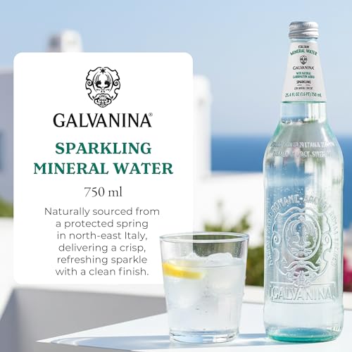 Image of Galvanina Sparkling Mineral Water - Premium Italian Sparkling Mineral Water, 750 ml (12 Glass Bottles) | Bright, Lively Bubbles with Refreshing Finish.