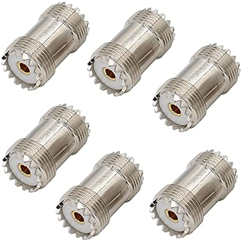 exgoofit SO239 Barrel Connector, 6-Pack PL259 Coupler UHF Female to Female RF Adapter Coax Coaxial for CB Ham Radio Antenna, SWR Meter Cable Extention Cover