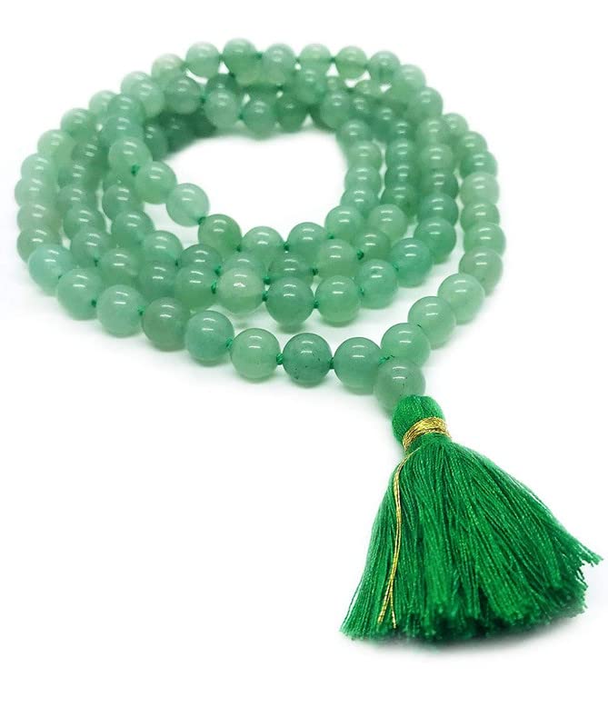 Frienemy Home Presents Green Aventurine Mala Crystal Gemstone Mala Stone Necklace Japa Mala 108 +1 Prayer Beads, Lab Certificate #Frienemy-2903